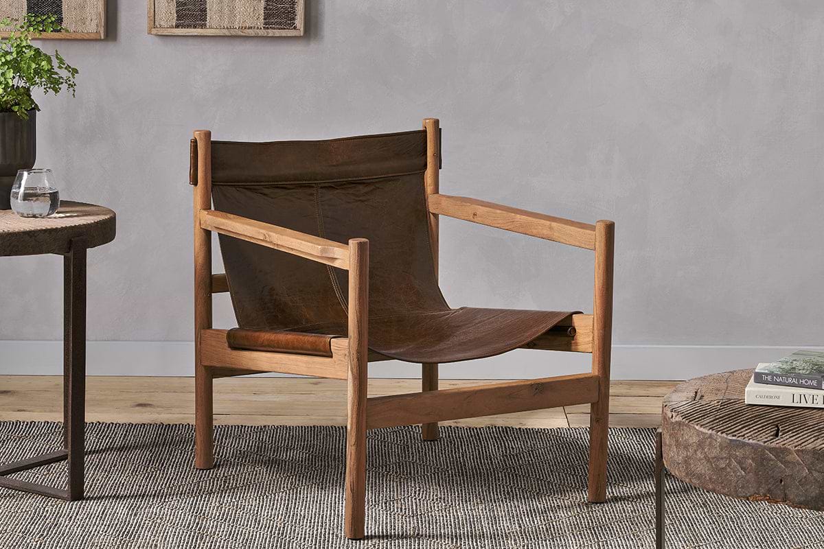 Dalibar Leather Lounger - Tan-SEATING-Nkuku