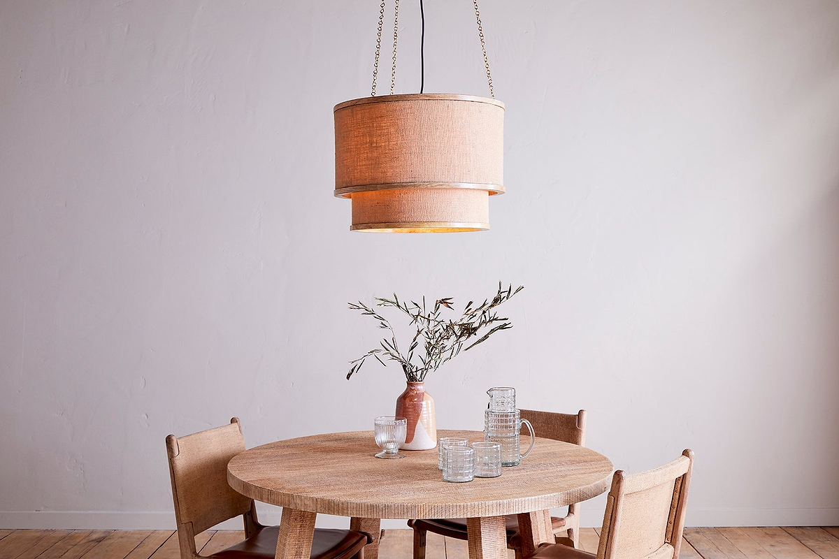 Darat Mango Wood & Jute Pendant - Natural-LIGHTS-Nkuku
