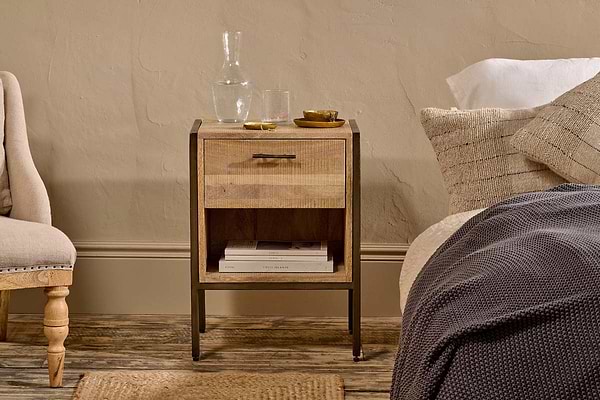 Dasai Mango Wood Bedside Table-BEDROOM FURNITURE-Nkuku