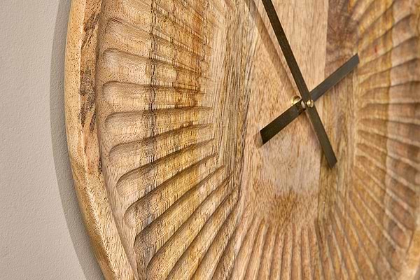 Deevena Mango Wood Clock-DECORATIVE ACCESSORIES-Nkuku