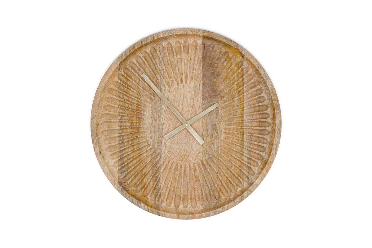 Deevena Mango Wood Clock-DECORATIVE ACCESSORIES-Nkuku