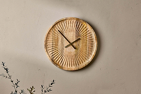 Deevena Mango Wood Clock-DECORATIVE ACCESSORIES-Nkuku