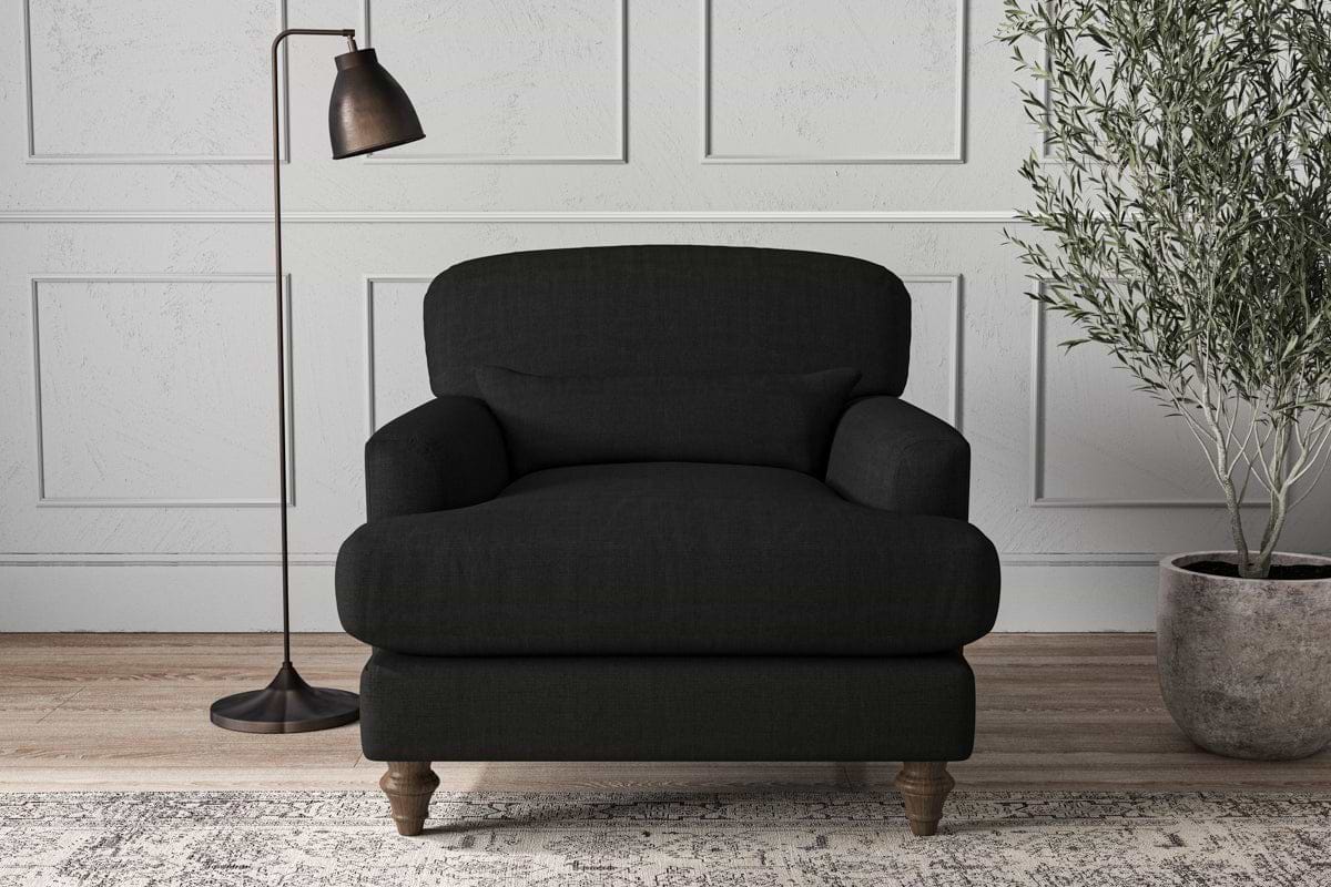 Deni Armchair - Brera Linen Charcoal-MAKE TO ORDER-Nkuku
