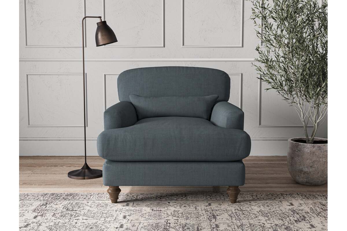 Deni Armchair - Brera Linen Dusk-MAKE TO ORDER-Nkuku