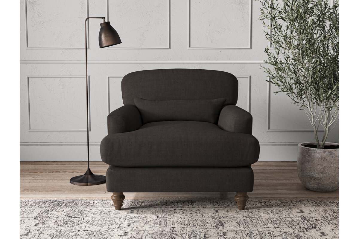 Deni Armchair - Brera Linen Espresso-MAKE TO ORDER-Nkuku