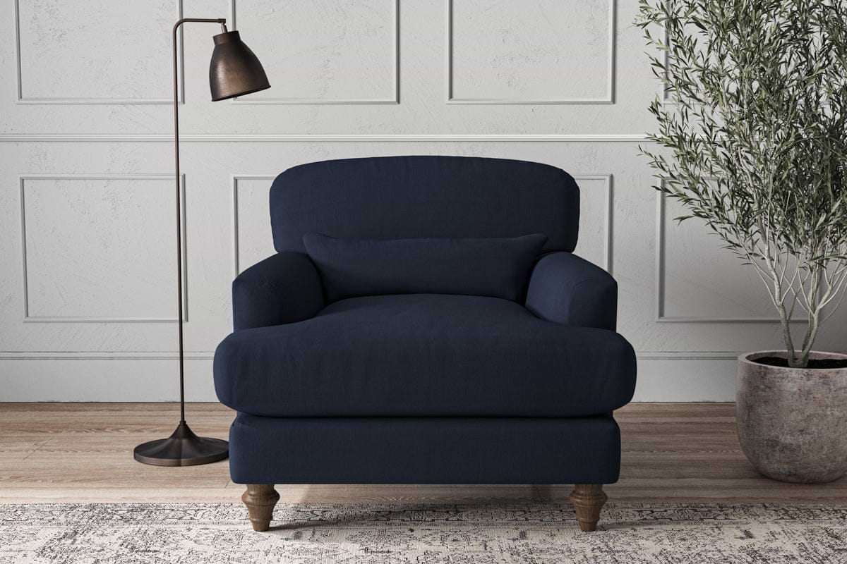 Deni Armchair - Brera Linen Indigo-MAKE TO ORDER-Nkuku