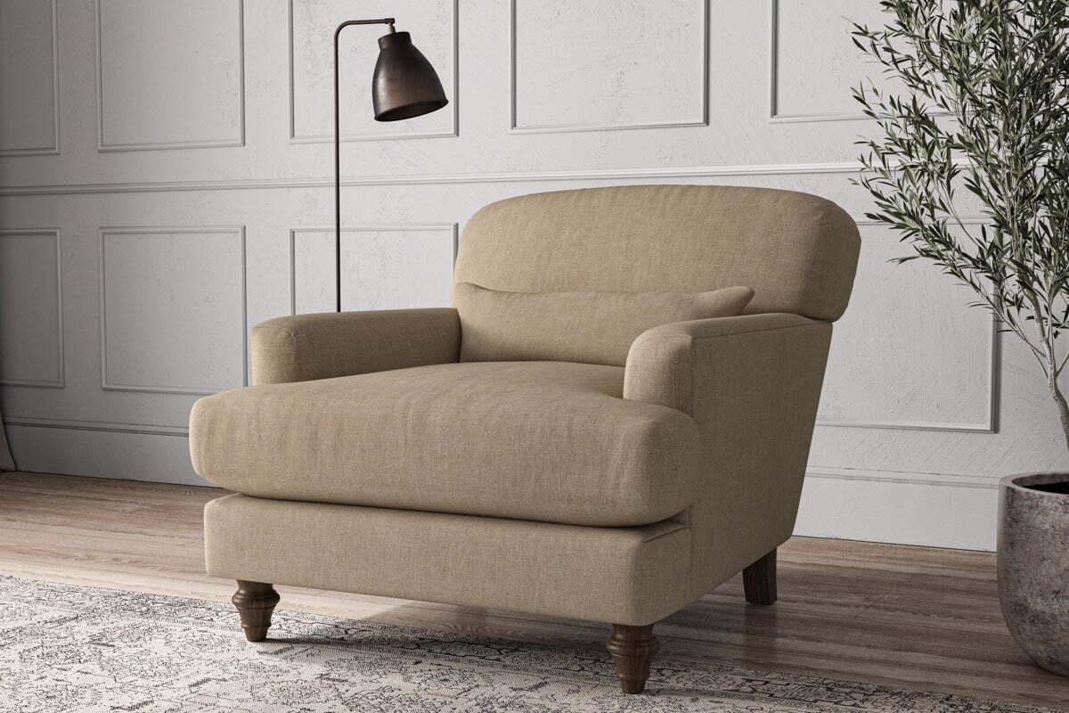 Deni Rukmana Deni Armchair - Brera Linen Pebble – Nkuku