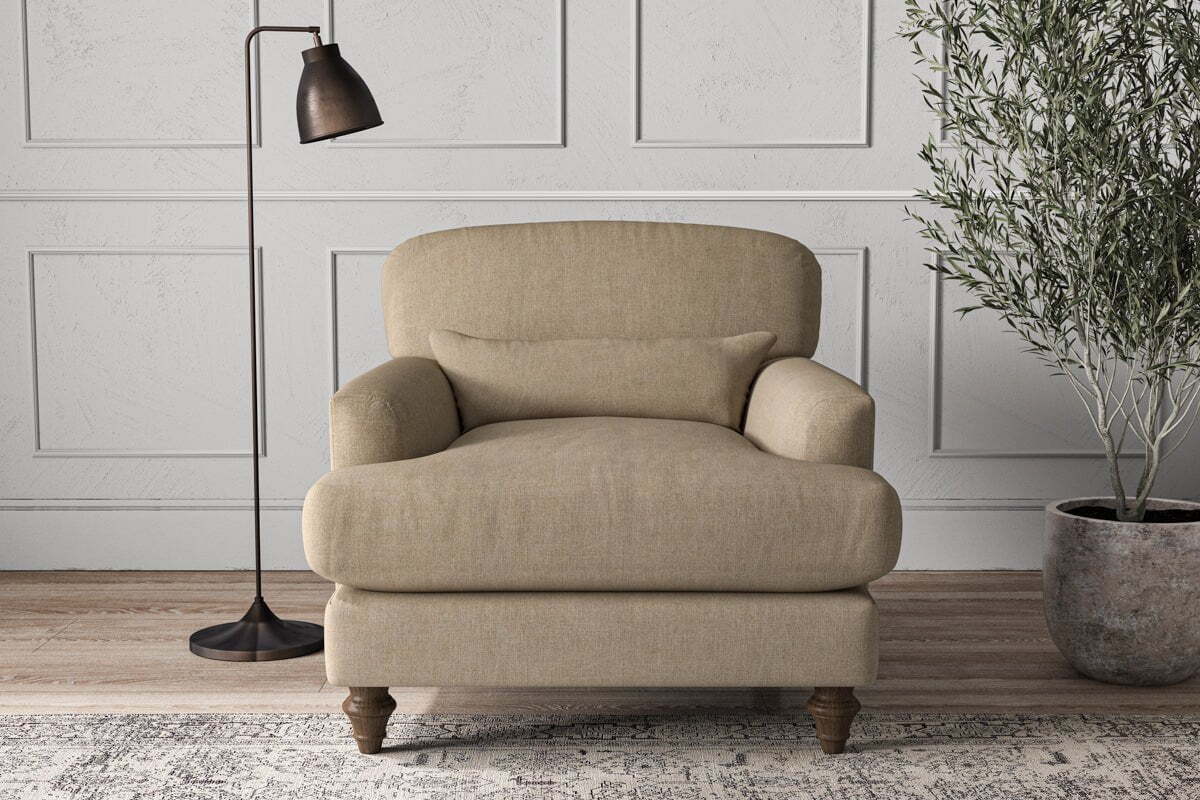 Deni Armchair - Brera Linen Pebble-MAKE TO ORDER-Nkuku