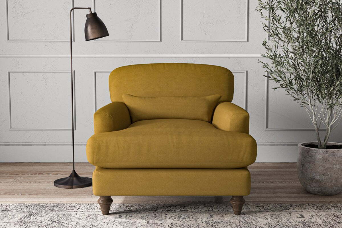 Deni Armchair - Recycled Cotton Ochre-MAKE TO ORDER-Nkuku