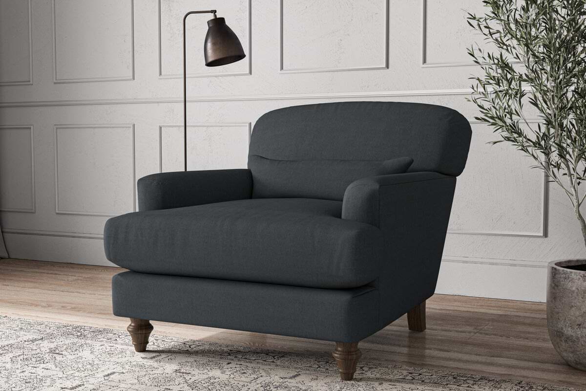 Deni Rukmana Deni Armchair - Recycled Cotton Thunder – Nkuku