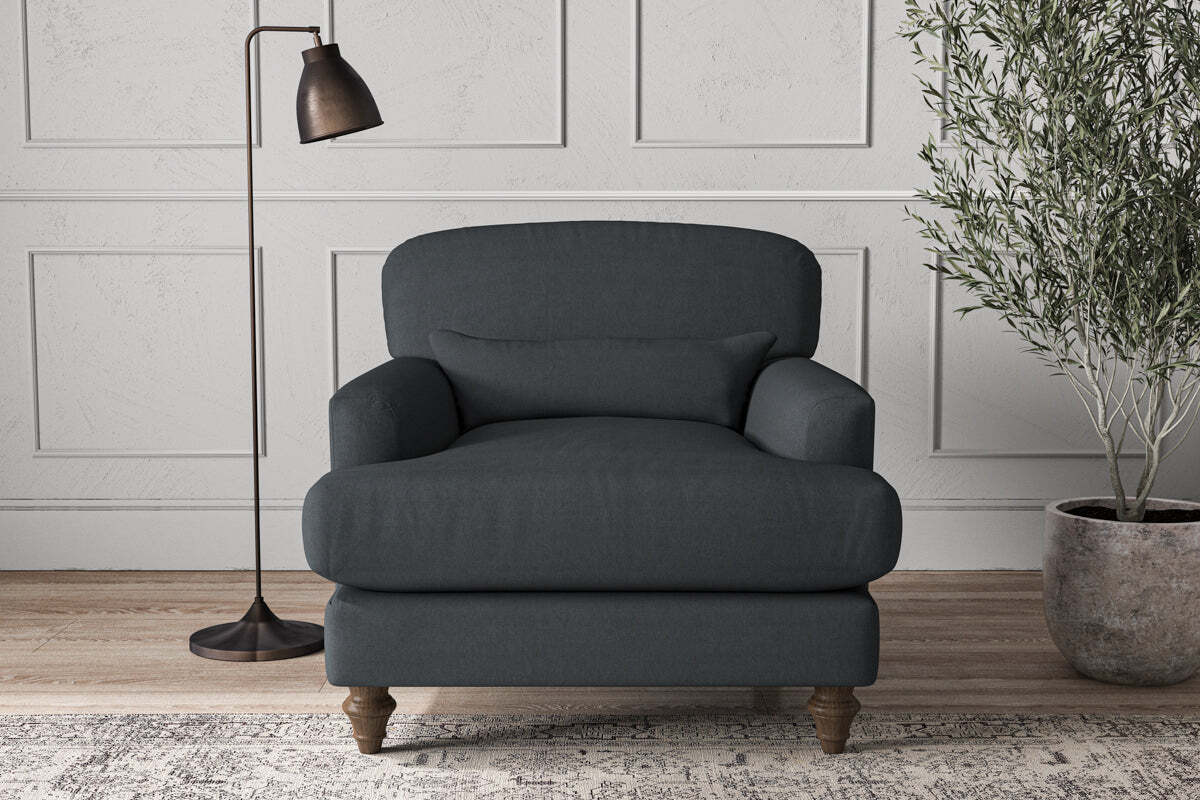 Deni Armchair - Recycled Cotton Thunder-MAKE TO ORDER-Nkuku