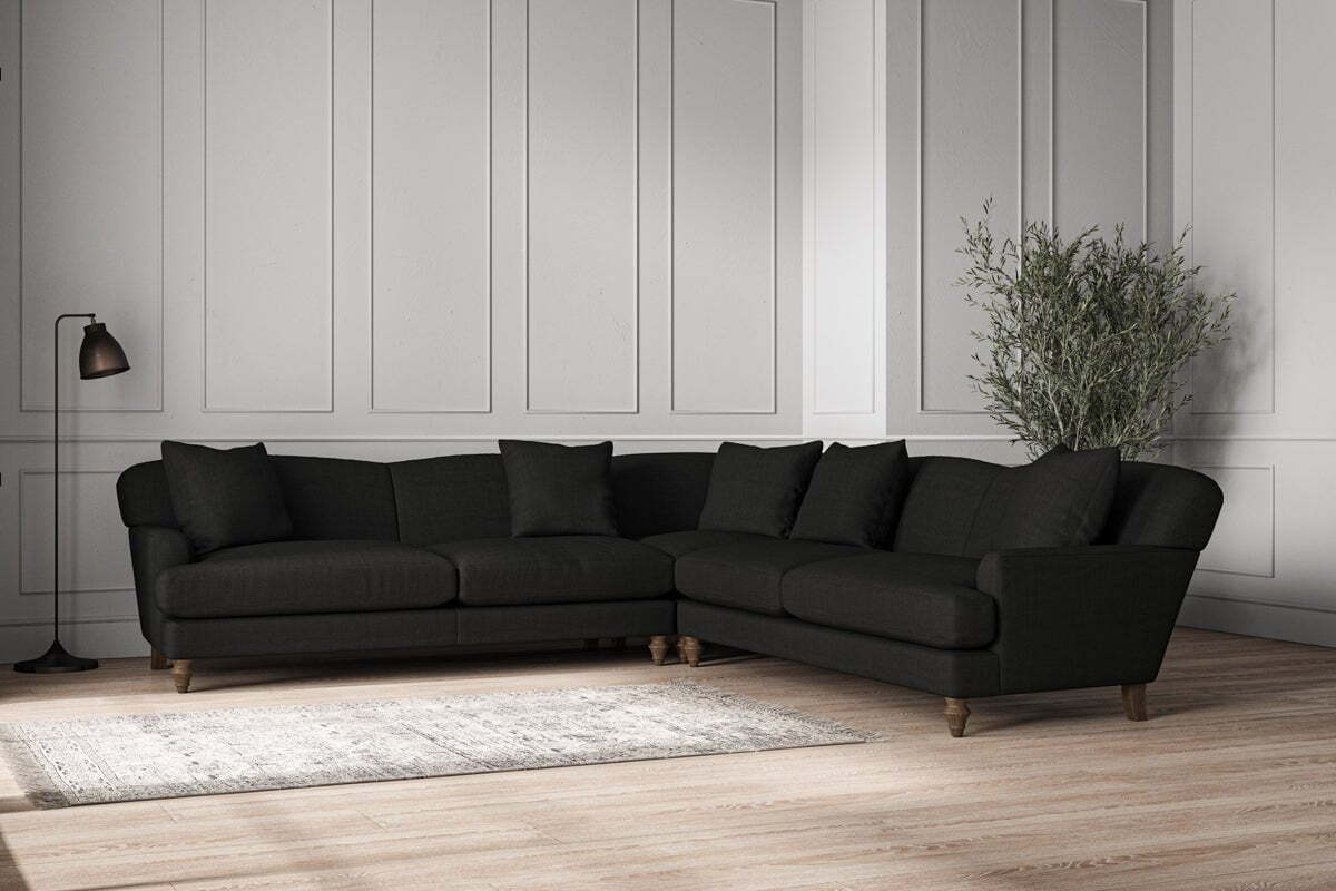 Deni Grand Corner Sofa - Brera Linen Charcoal-MAKE TO ORDER-Nkuku