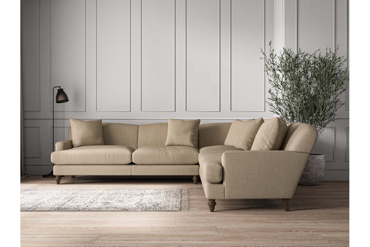 Deni Grand Corner Sofa - Brera Linen Pebble-MAKE TO ORDER-Nkuku