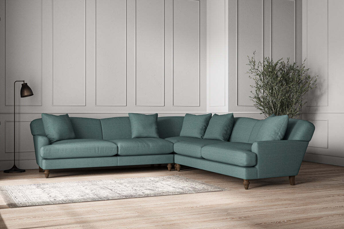 Deni Grand Corner Sofa - Recycled Cotton Airforce-MAKE TO ORDER-Nkuku