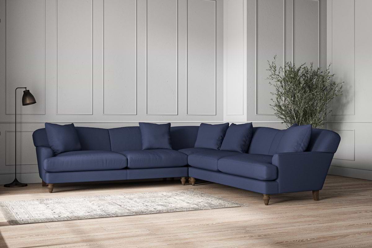 Deni Grand Corner Sofa - Recycled Cotton Navy-MAKE TO ORDER-Nkuku