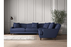 Deni Grand Corner Sofa - Recycled Cotton Navy-MAKE TO ORDER-Nkuku