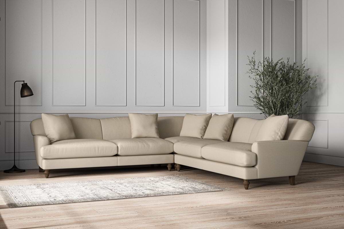 Deni Grand Corner Sofa - Recycled Cotton Stone-MAKE TO ORDER-Nkuku