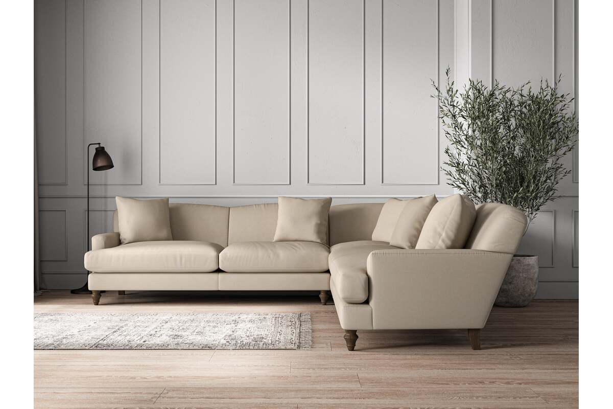Deni Grand Corner Sofa - Recycled Cotton Stone-MAKE TO ORDER-Nkuku