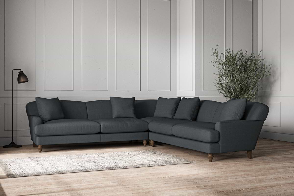 Deni Grand Corner Sofa - Recycled Cotton Thunder-MAKE TO ORDER-Nkuku