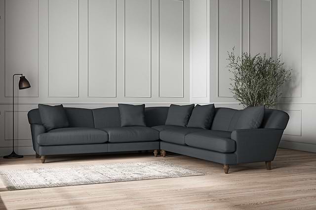 Deni Grand Corner Sofa - Recycled Cotton Thunder-MAKE TO ORDER-Nkuku