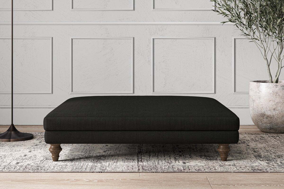 Deni Grand Footstool - Brera Linen Charcoal-MAKE TO ORDER-Nkuku