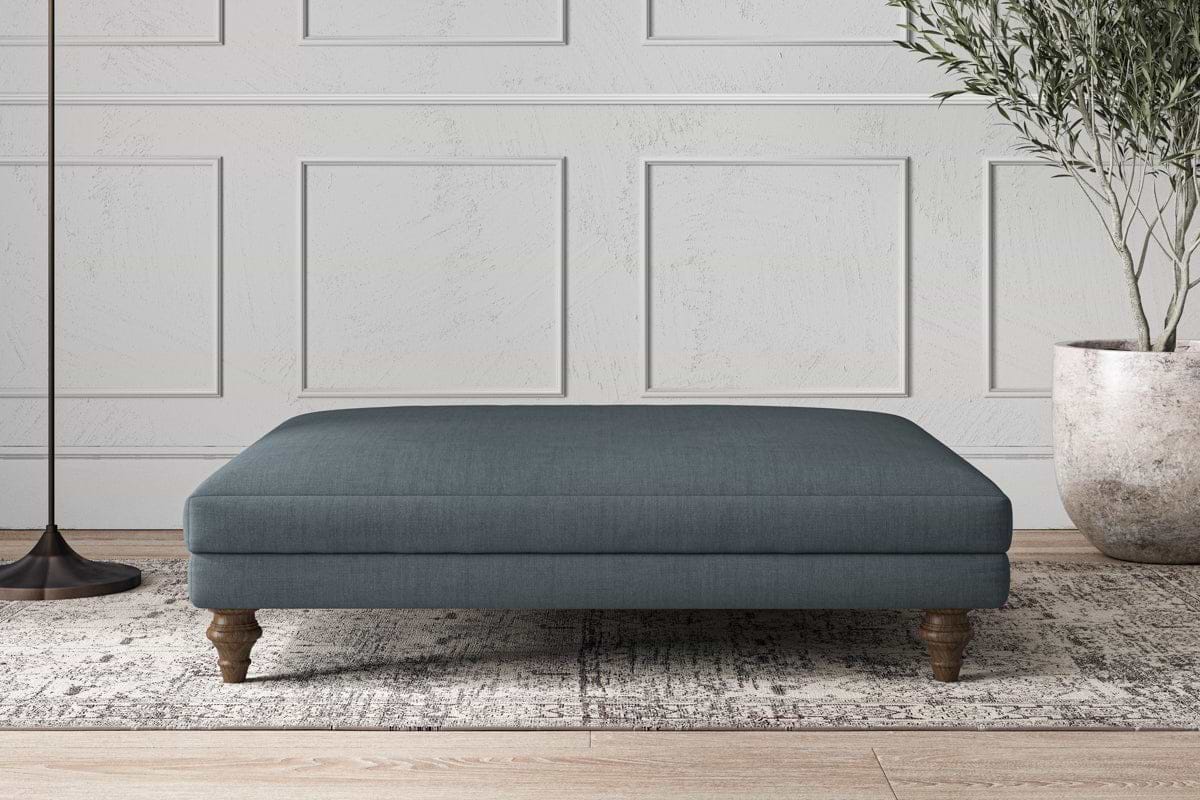 Deni Grand Footstool - Brera Linen Dusk-MAKE TO ORDER-Nkuku