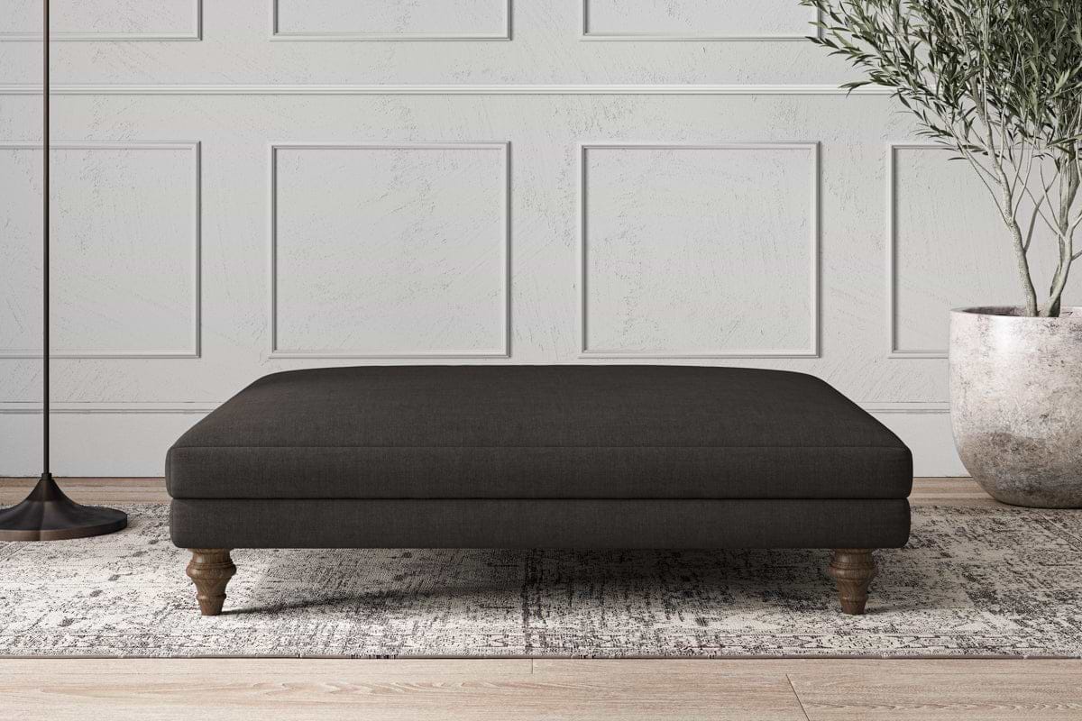 Deni Grand Footstool - Brera Linen Espresso-MAKE TO ORDER-Nkuku