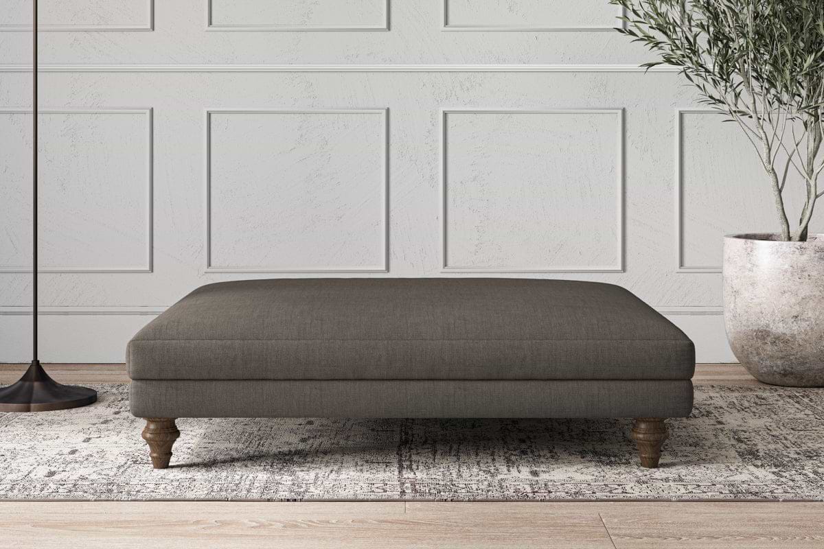 Deni Grand Footstool - Brera Linen Granite-MAKE TO ORDER-Nkuku