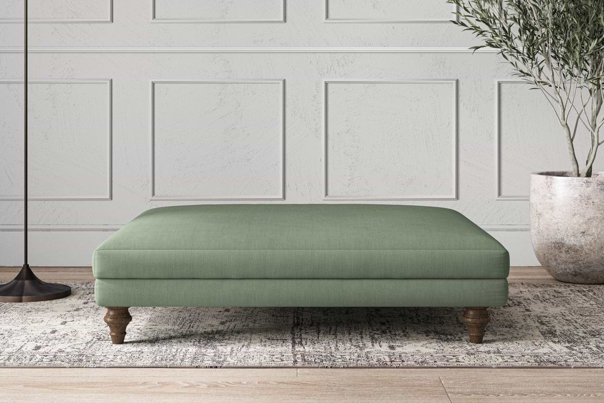 Deni Grand Footstool - Brera Linen Jade-MAKE TO ORDER-Nkuku