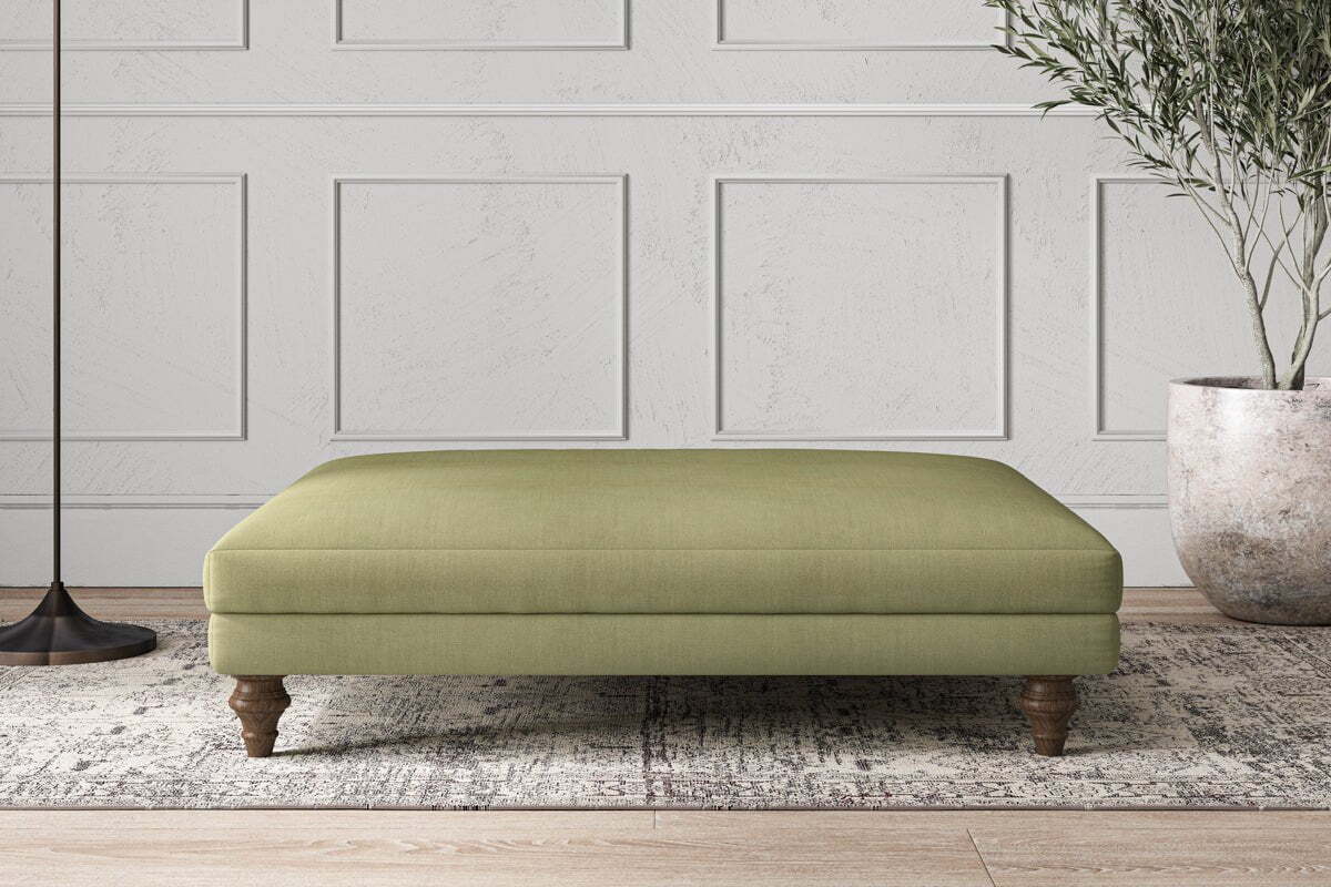 Deni Grand Footstool - Brera Linen Sage-MAKE TO ORDER-Nkuku