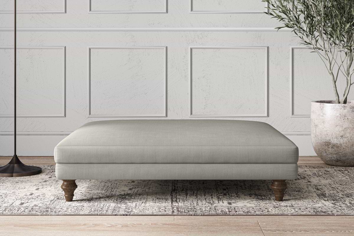 Deni Grand Footstool - Brera Linen Smoke-MAKE TO ORDER-Nkuku