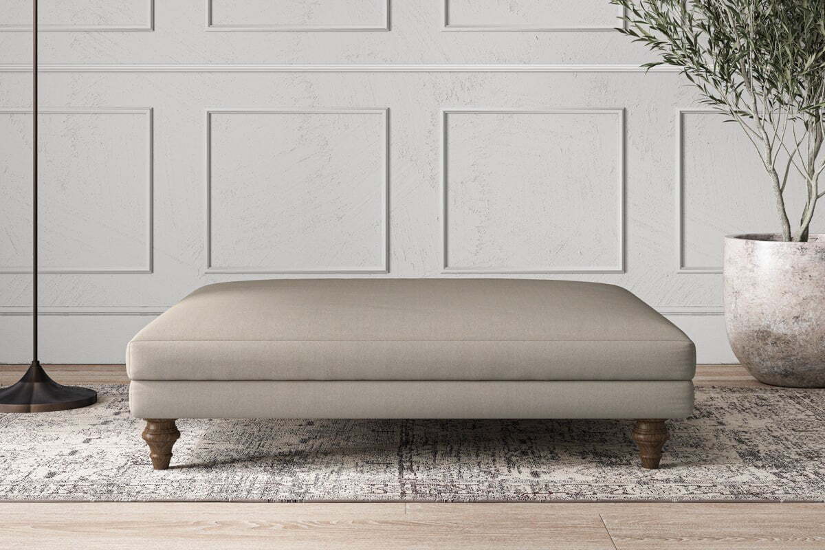 Deni Grand Footstool - Recycled Cotton Flax-MAKE TO ORDER-Nkuku