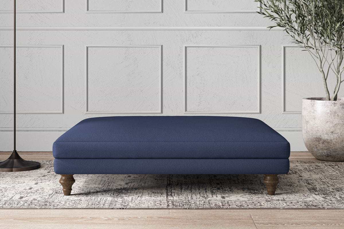 Deni Grand Footstool - Recycled Cotton Navy-MAKE TO ORDER-Nkuku