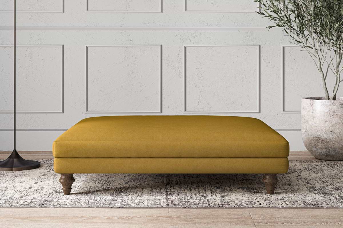Deni Grand Footstool - Recycled Cotton Ochre-MAKE TO ORDER-Nkuku