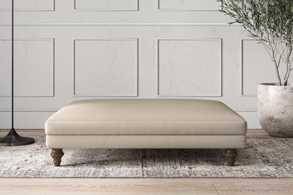 Deni Grand Footstool - Recycled Cotton Stone-MAKE TO ORDER-Nkuku