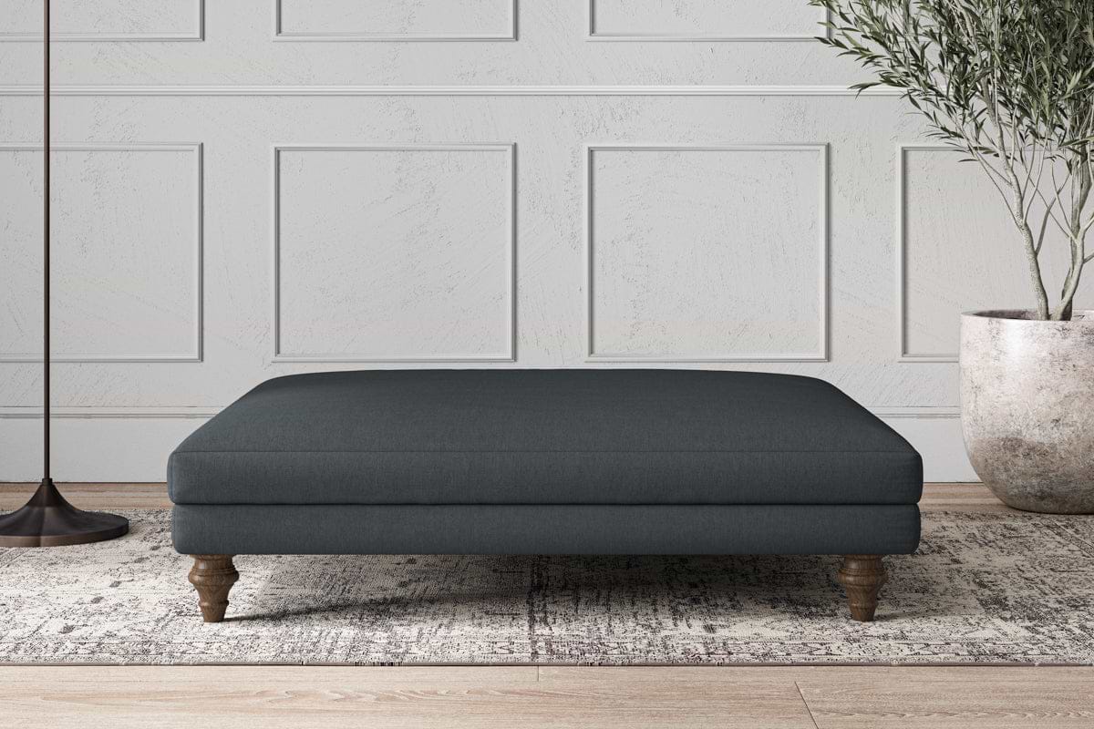 Deni Grand Footstool - Recycled Cotton Thunder-MAKE TO ORDER-Nkuku