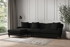 Deni Grand Left Hand Chaise Sofa - Brera Linen Charcoal