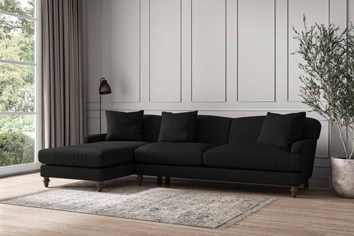 Deni Grand Left Hand Chaise Sofa - Brera Linen Charcoal