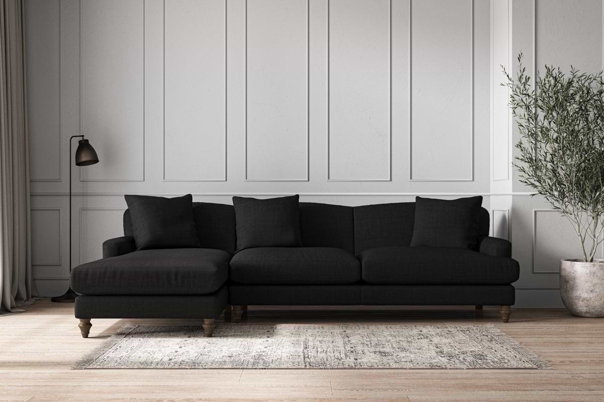 Deni Grand Left Hand Chaise Sofa - Brera Linen Charcoal-MAKE TO ORDER-Nkuku