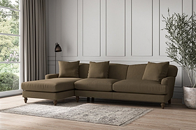 Deni Grand Left Hand Chaise Sofa - Brera Linen Chestnut