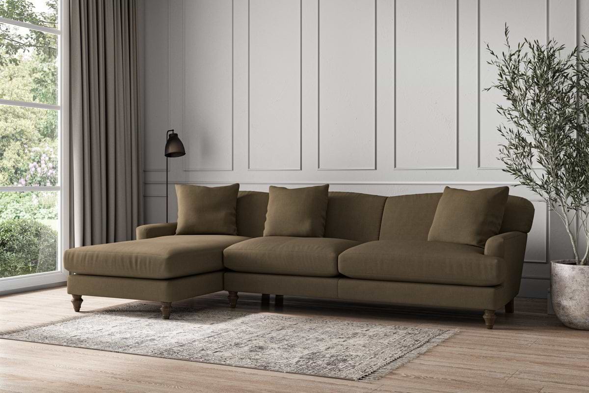 Deni Grand Left Hand Chaise Sofa - Brera Linen Chestnut