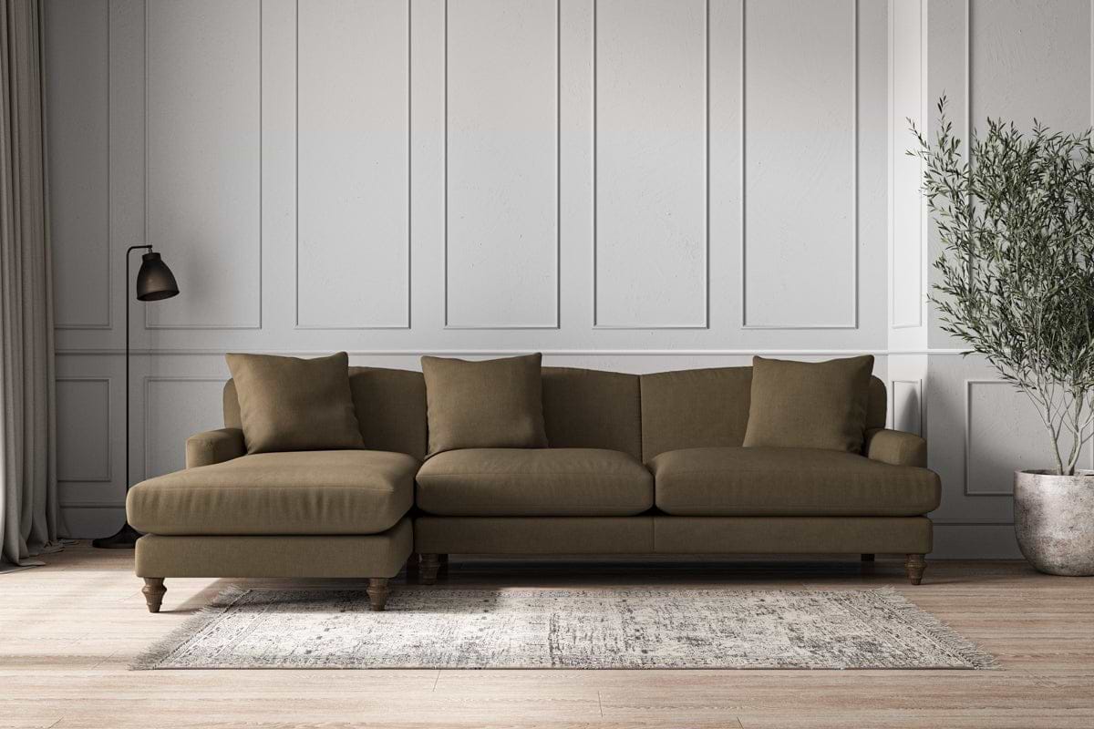 Deni Grand Left Hand Chaise Sofa - Brera Linen Chestnut-MAKE TO ORDER-Nkuku