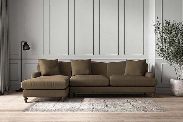 Deni Grand Left Hand Chaise Sofa - Brera Linen Chestnut