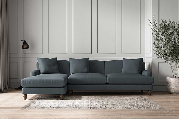 Deni Grand Left Hand Chaise Sofa - Brera Linen Dusk