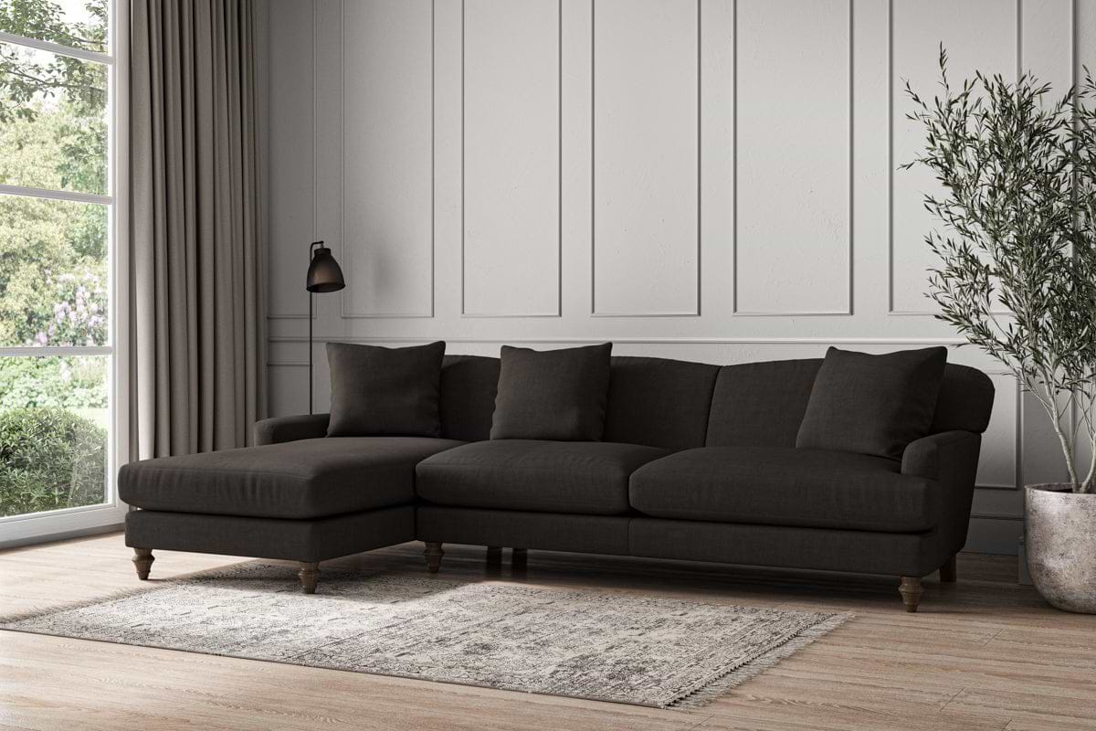 Deni Grand Left Hand Chaise Sofa - Brera Linen Espresso