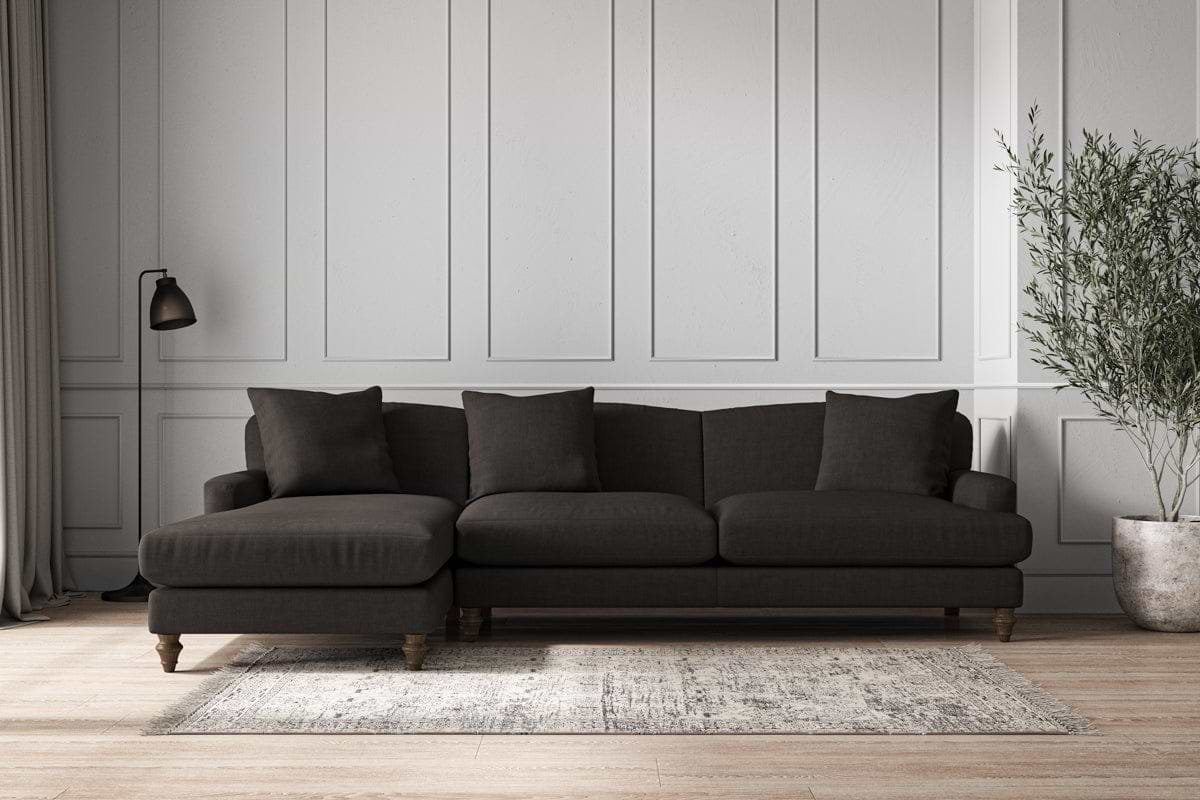 Deni Grand Left Hand Chaise Sofa - Brera Linen Espresso-MAKE TO ORDER-Nkuku