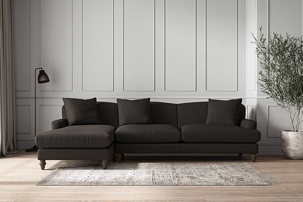 Deni Grand Left Hand Chaise Sofa - Brera Linen Espresso