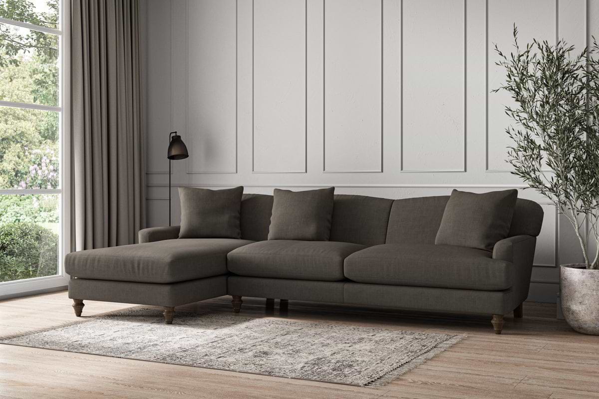 Deni Grand Left Hand Chaise Sofa - Brera Linen Granite