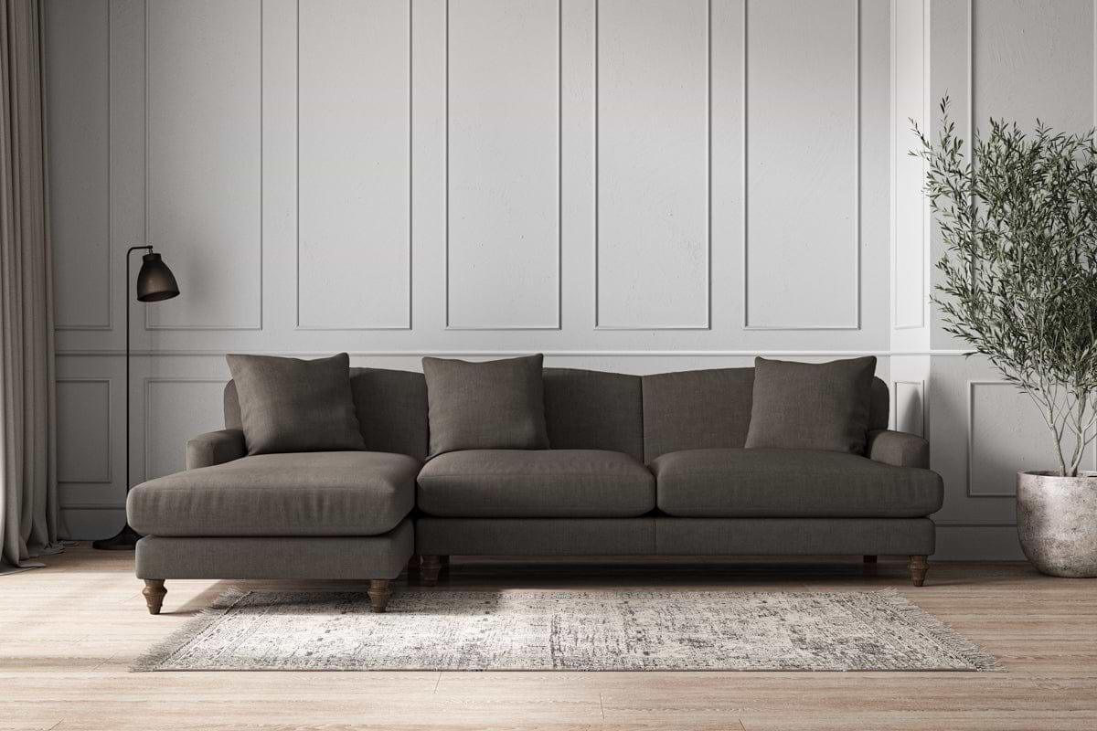 Deni Grand Left Hand Chaise Sofa - Brera Linen Granite-MAKE TO ORDER-Nkuku