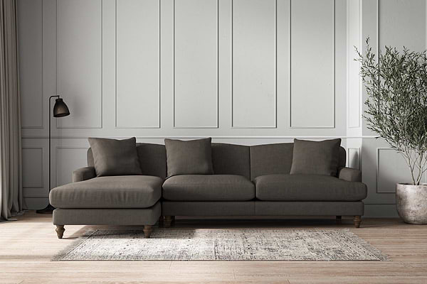 Deni Grand Left Hand Chaise Sofa - Brera Linen Granite